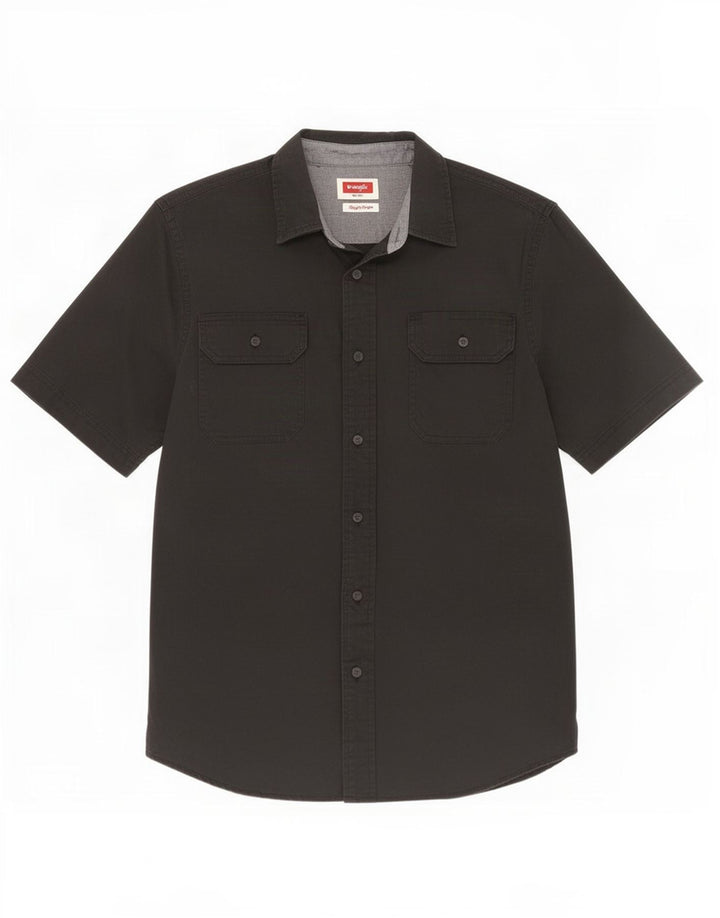 Camicia a maniche corte da uomo Wrangler piccola in cotone nero