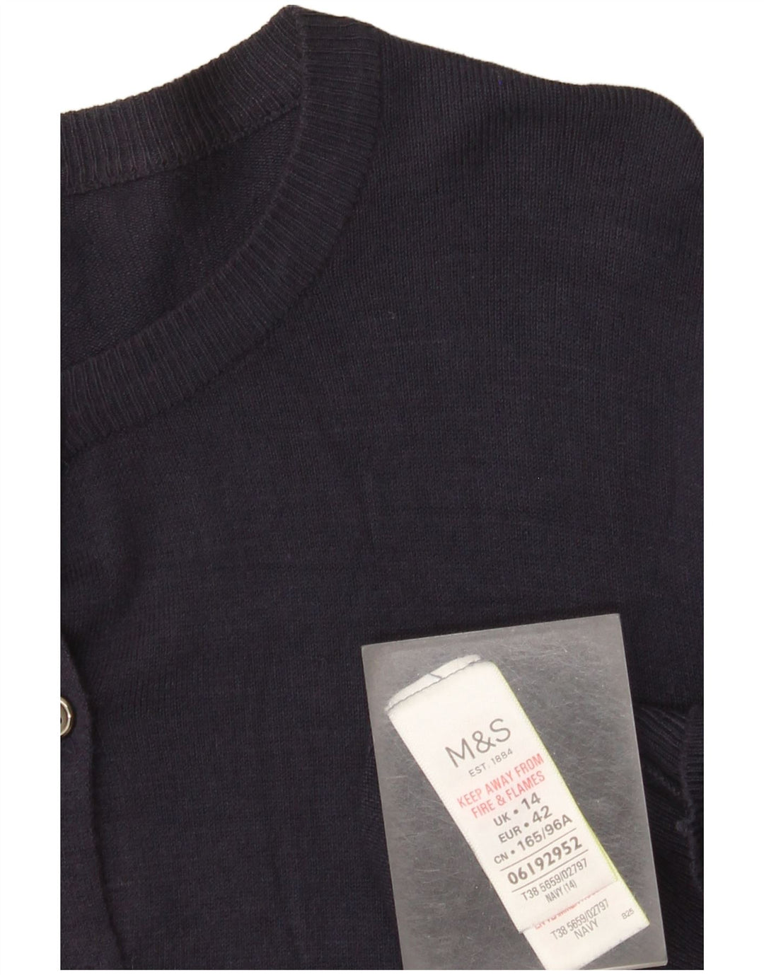 Maglione cardigan da donna Marks & Spencer UK 14 grande viscosa blu navy