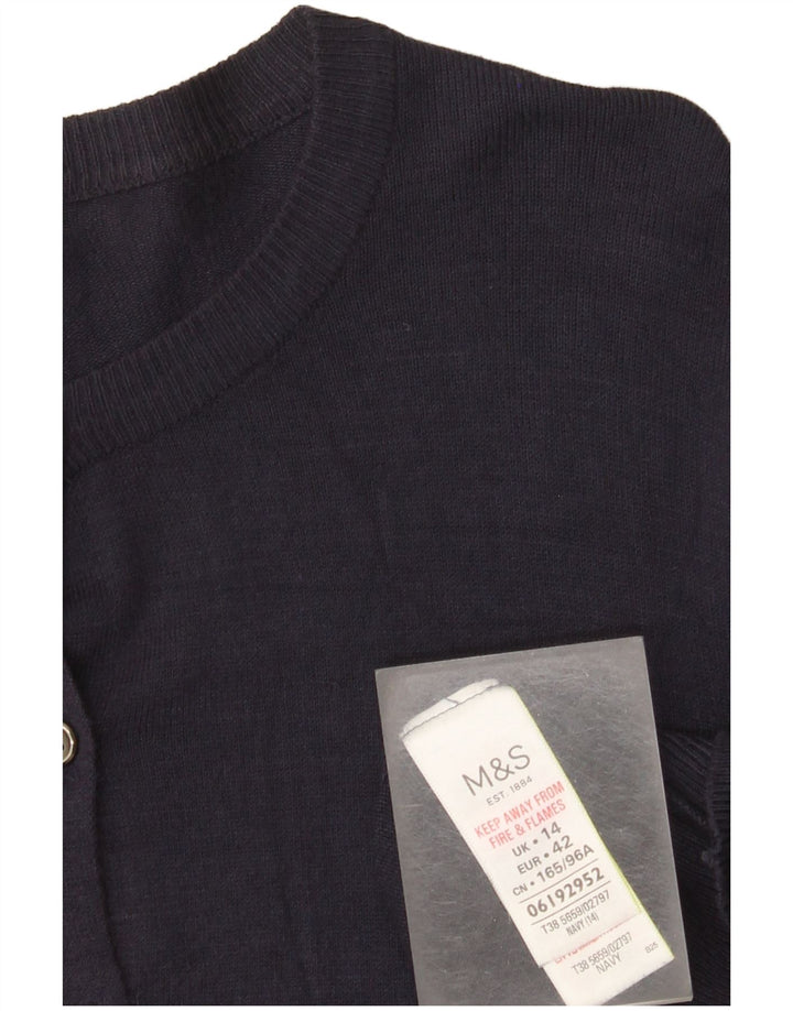 Maglione cardigan da donna Marks & Spencer UK 14 grande viscosa blu navy