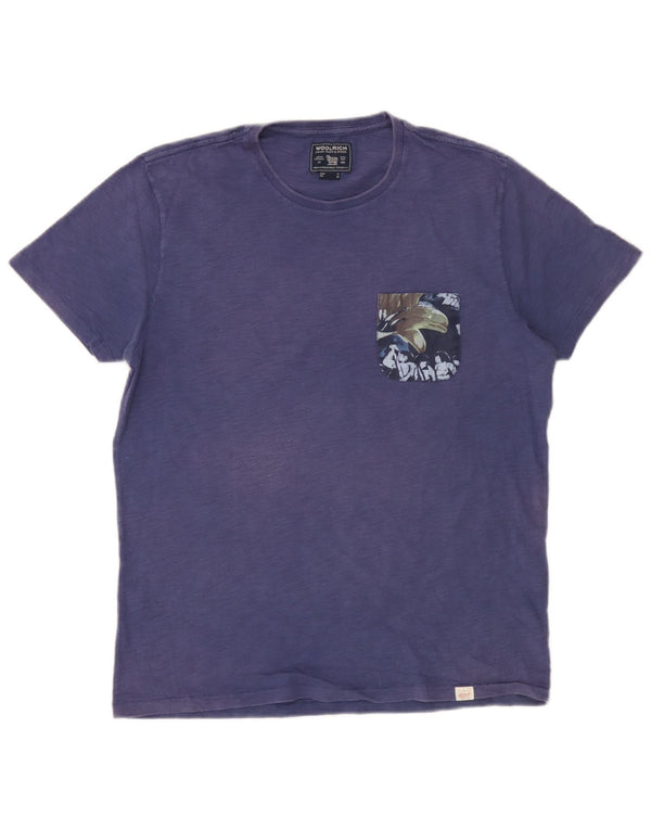 T-shirt da uomo Woolrich Top in cotone blu medio