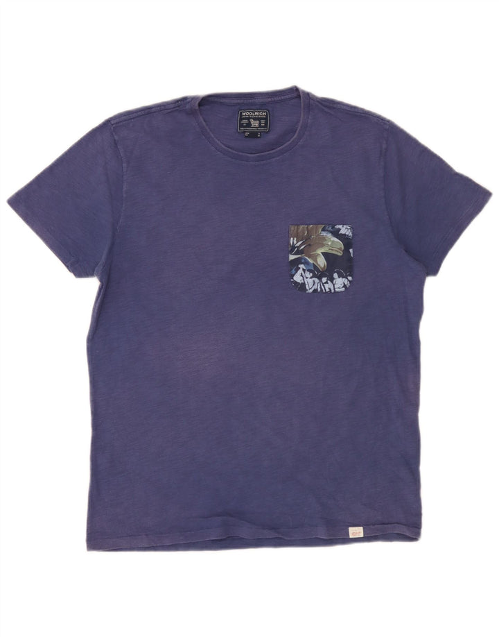 T-shirt da uomo Woolrich Top in cotone blu medio