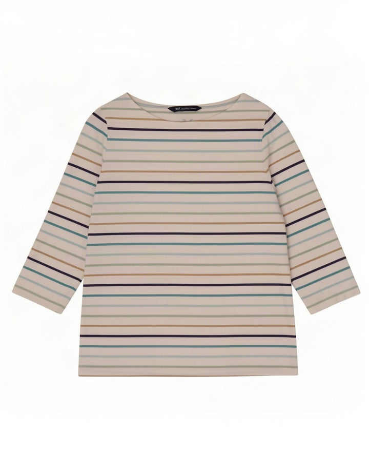Crew Clothing Top da donna manica 3/4 UK 12 medio a righe multicolore