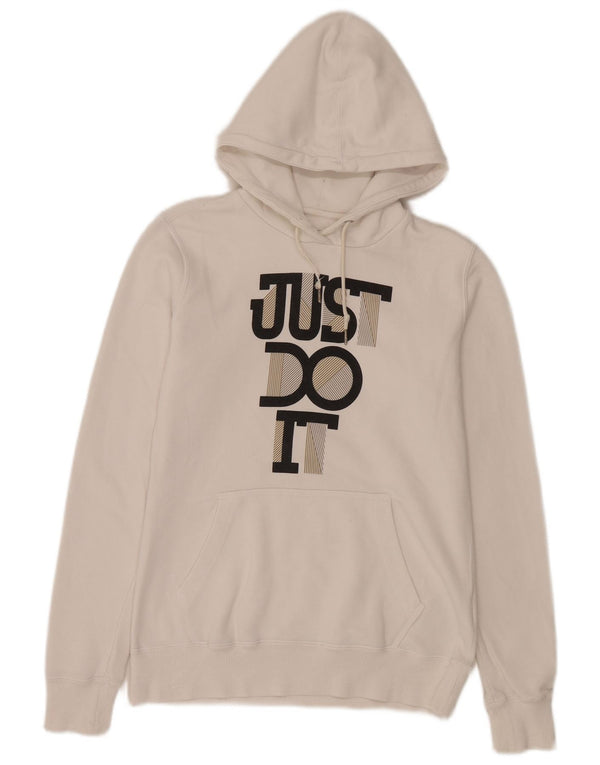 Felpa con cappuccio grafica da donna Nike UK 14 cotone bianco medio