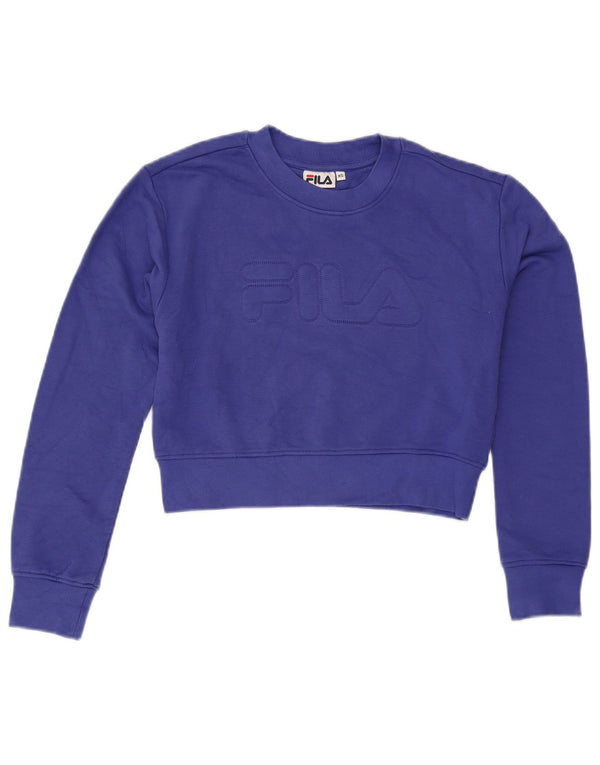 Felpa corta con grafica da donna Fila UK 6 XS cotone viola