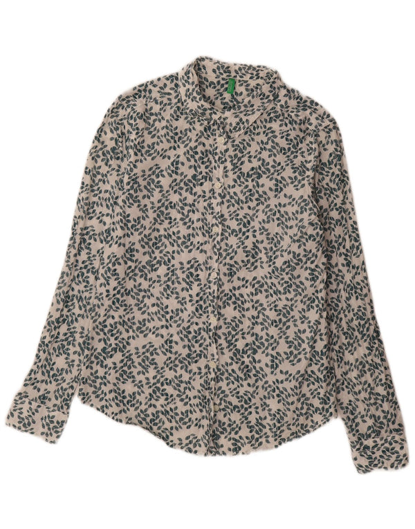 Camicia da donna Benetton UK 6 XS cotone floreale bianco