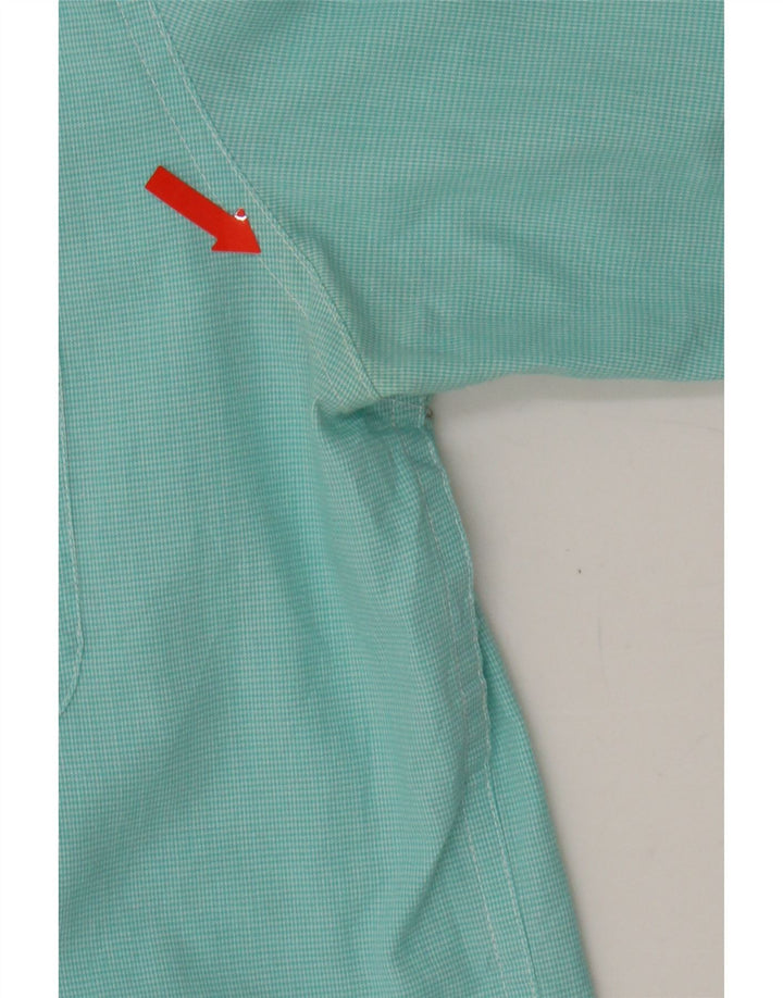 CHAPS Mens Easy Care Shirt Medium Turquoise Check Cotton Vintage Chaps and Second-Hand Chaps from Messina Hembry 