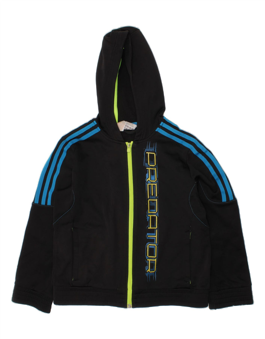 ADIDAS Boys Graphic Zip Hoodie Sweater 9-10 Years Black Polyester Vintage Adidas and Second-Hand Adidas from Messina Hembry 
