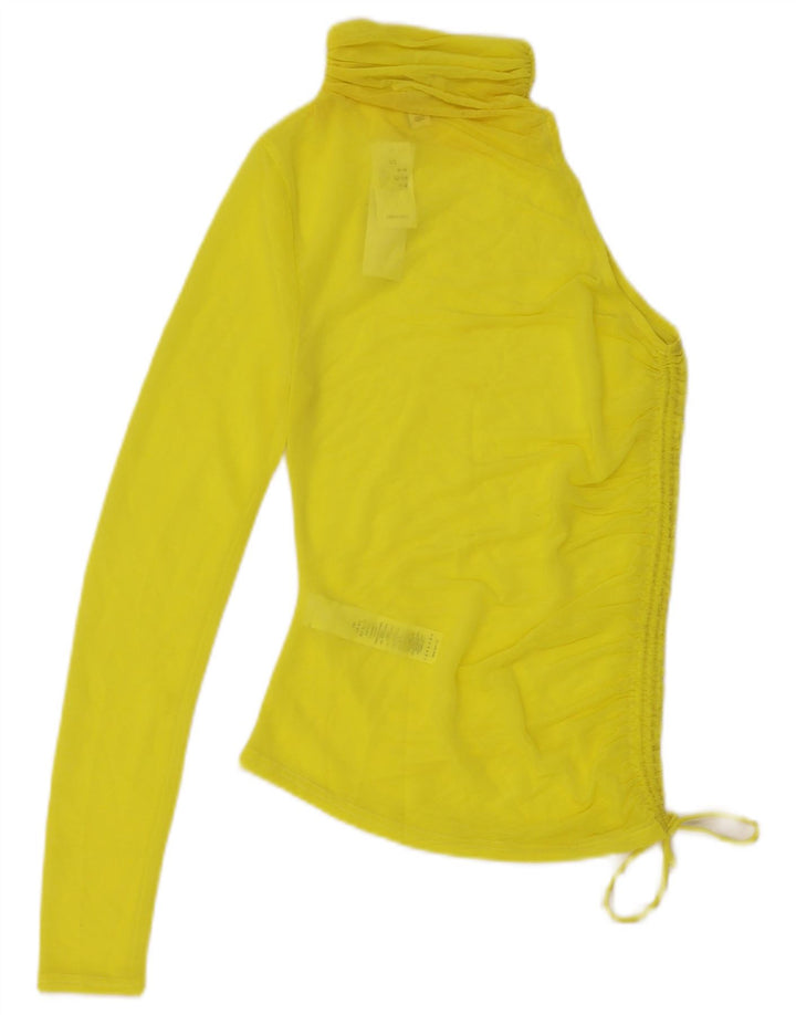 Topshop Top da donna monospalla trasparente UK 4/6 XS poliestere giallo