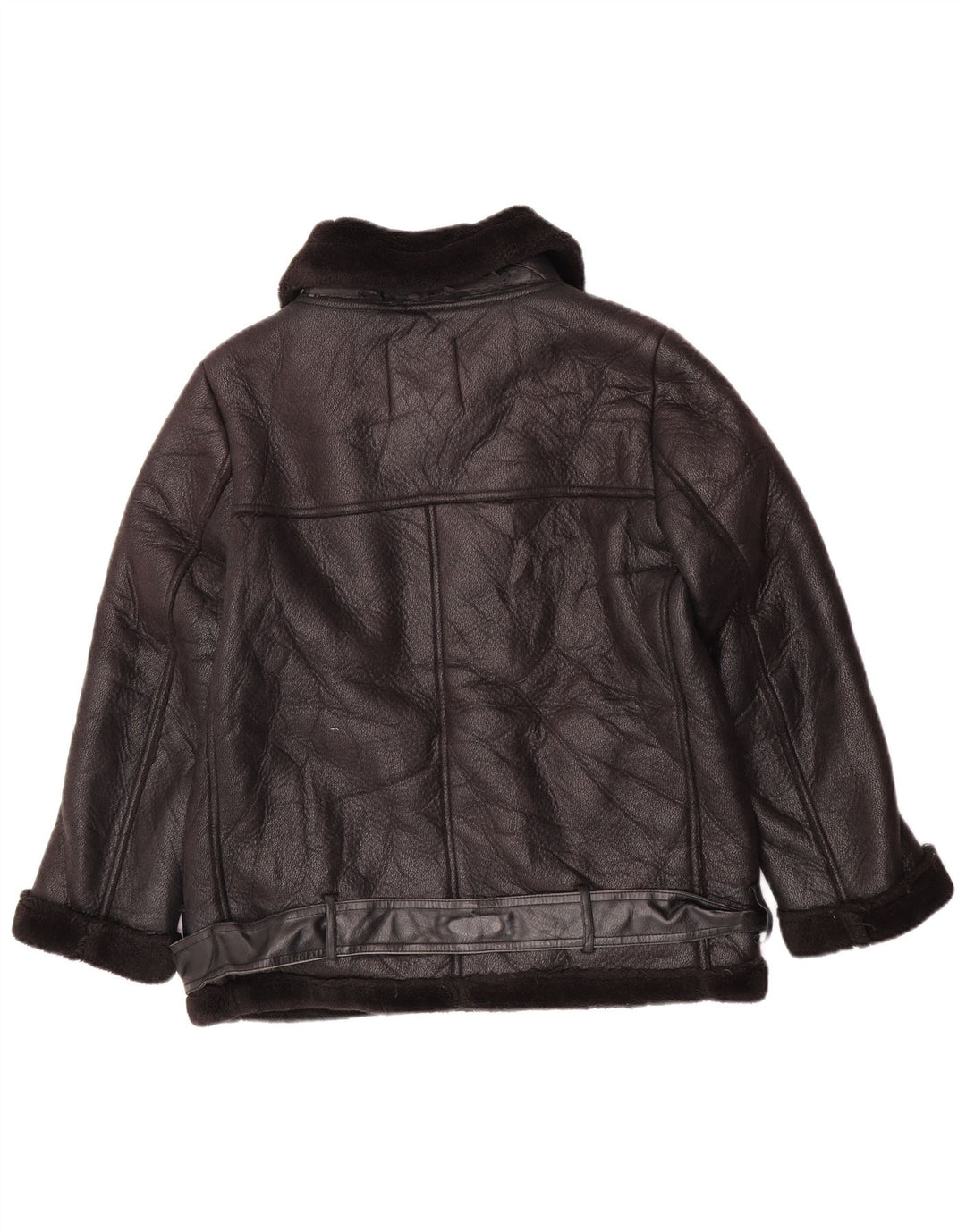 Giacca Sherpa da donna in ecopelle Zara UK 14 poliuretano nero medio