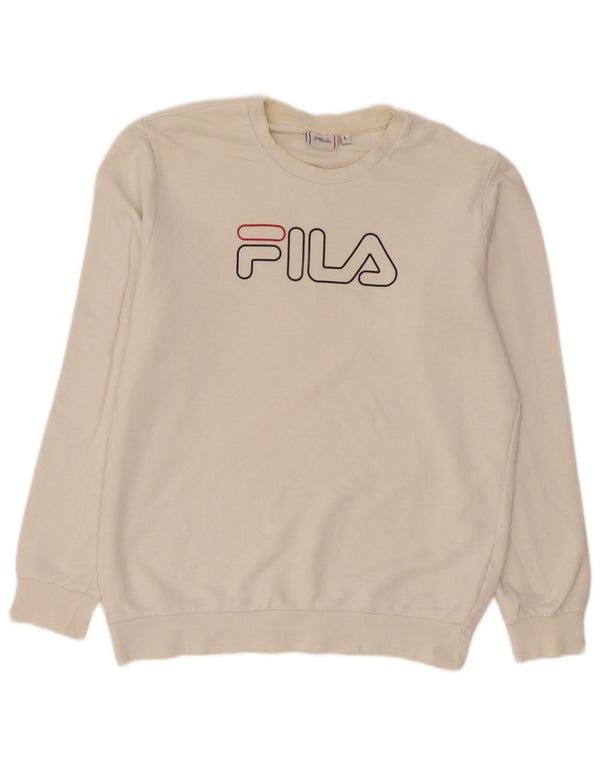 Fila Felpa grafica da uomo Maglione grande cotone bianco