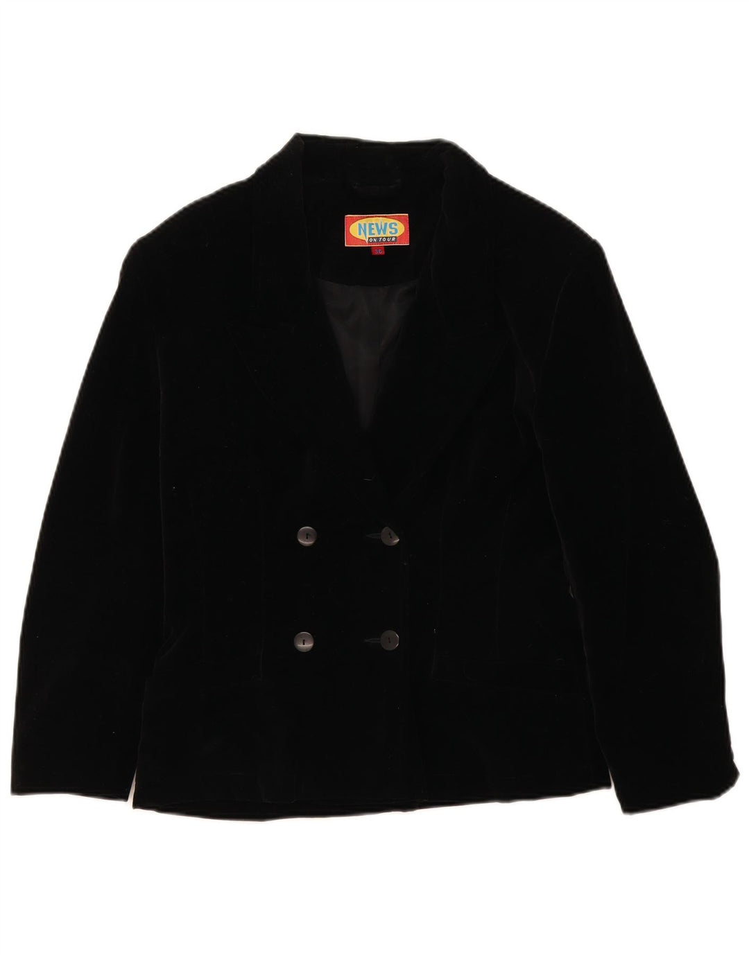 Giacca blazer doppiopetto oversize da donna vintage EU 36 piccola nera