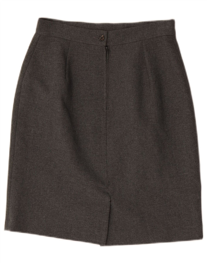 Gonna a tubino a vita alta da donna vintage IT 44 media W26 poliestere grigio