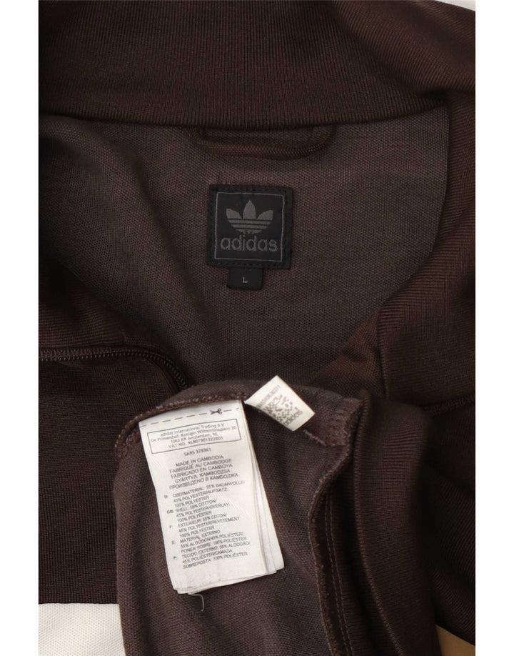 Giacca da ginnastica da uomo Adidas, giacca grande, in cotone color block marrone