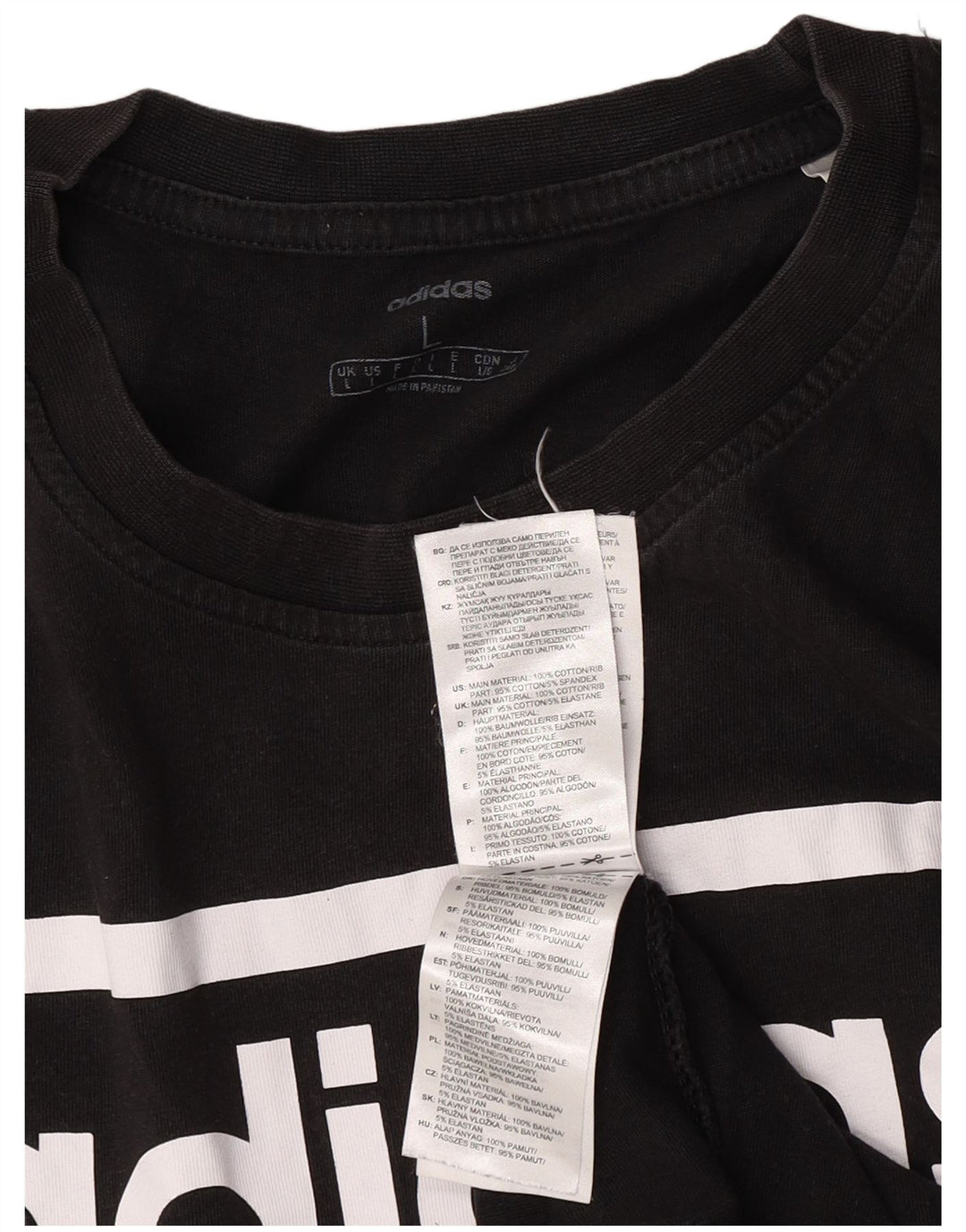 T-shirt grafica da uomo Adidas Top grande in cotone nero