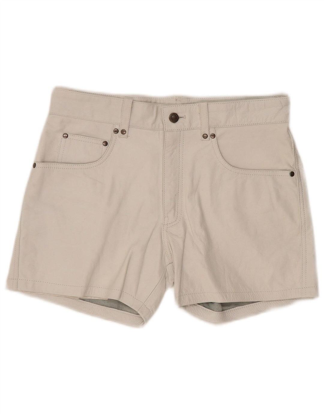 Pantaloncini casual in pelle vintage da donna W33 grandi in pelle blu
