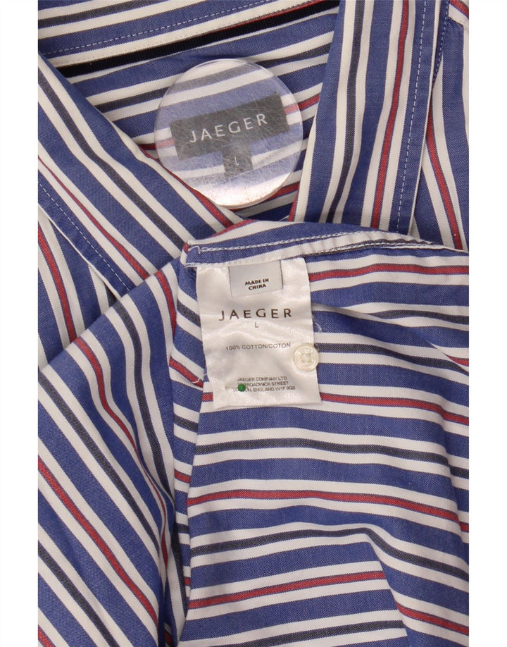 JAEGER Camicia Uomo Large Blu Gessato Cotone