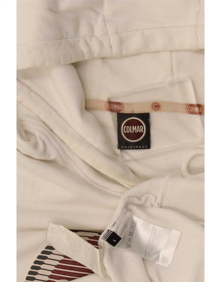 Felpa con cappuccio grafica da uomo Colmar grande in cotone bianco