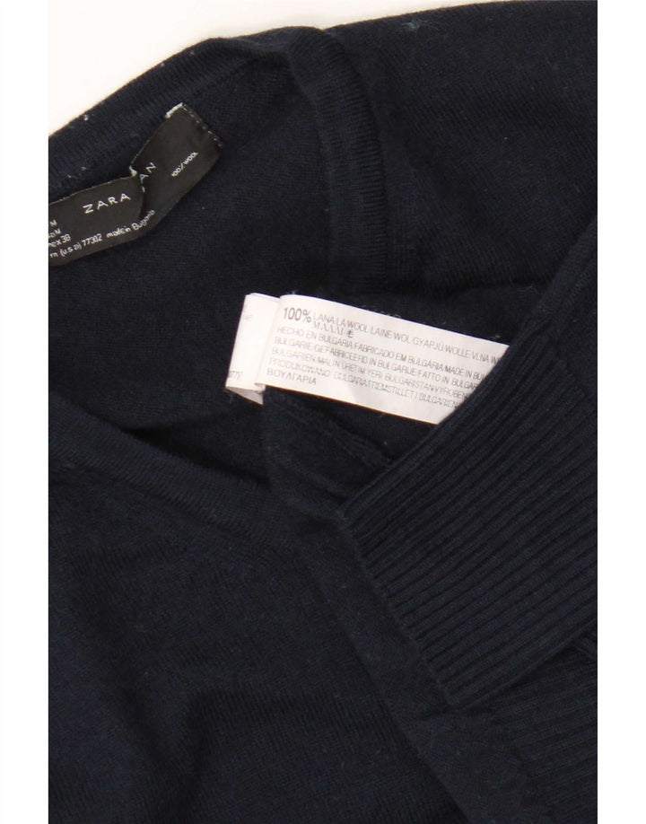 Maglione Zara da uomo con scollo a V, lana media blu navy