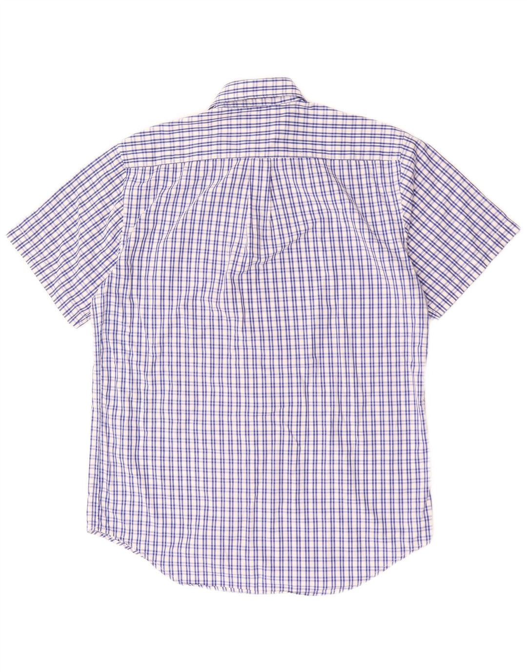 Camicia da uomo a maniche corte dal taglio classico di Dack in cotone a quadri blu medio