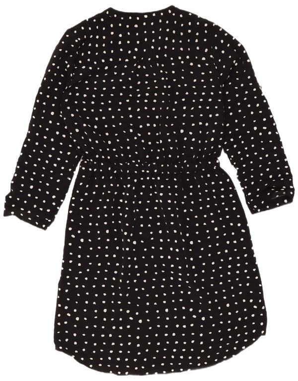 Mossimo Abito camicia oversize a maniche lunghe da donna UK 6 XS Nero a pois