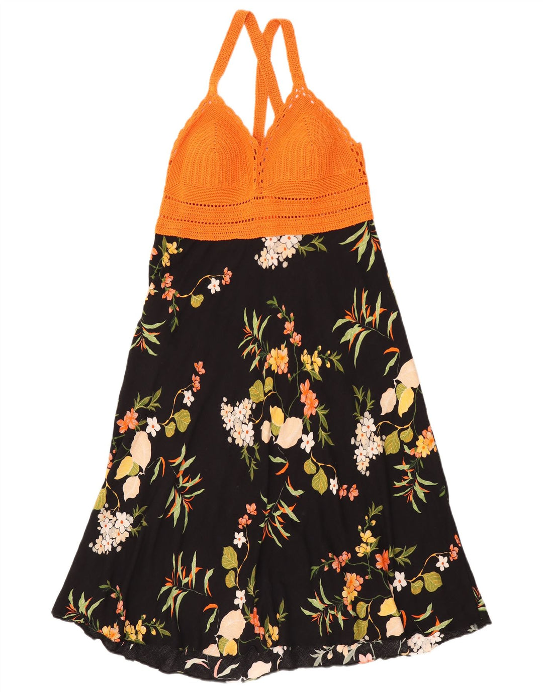 Abito vintage da donna alla caviglia UK 12 medio nero floreale
