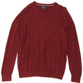 NAUTICA Mens V-Neck Jumper Sweater Medium Burgundy Cotton