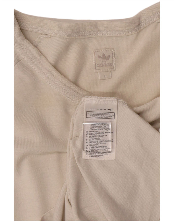 ADIDAS Mens Graphic T-Shirt Top Large Off White Cotton