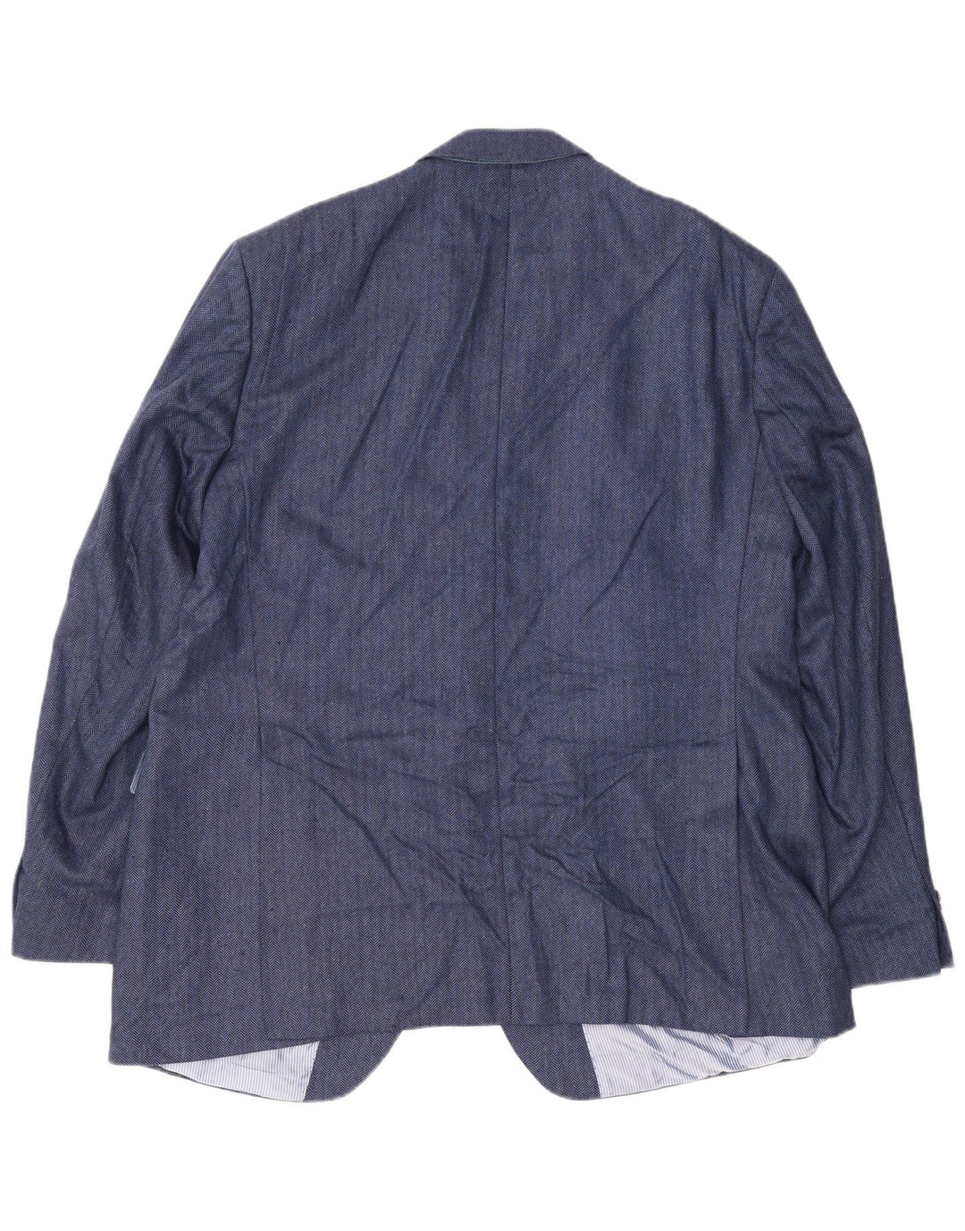 Guy Laroche Giacca blazer da uomo a 2 bottoni UK 42 XL Seta a spina di pesce blu navy