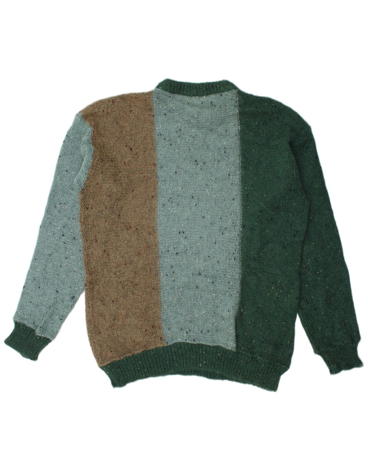 Maglione vintage da uomo girocollo IT 54 XL in lana screziata multicolore