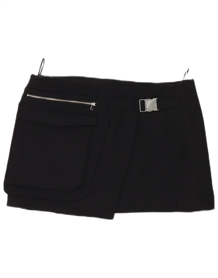 Minigonna a vita alta da donna ZARA XL W32 poliestere nero