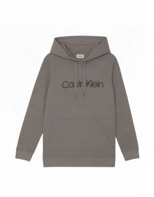 Maglione con cappuccio grafico da uomo Calvin Klein grande in cotone grigio
