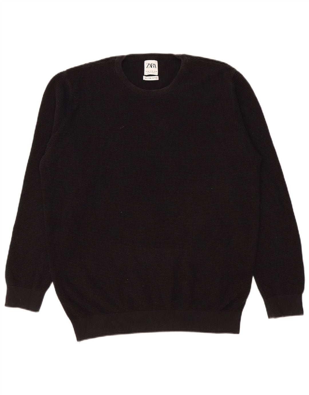 Maglione maglione girocollo da uomo Zara in cotone nero medio