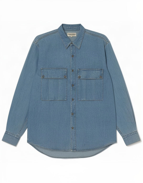 Camicia in denim da uomo Edwin XL in cotone blu