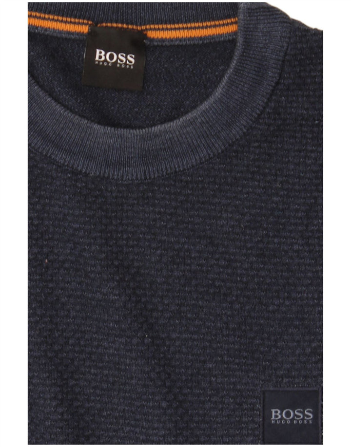 Hugo Boss Maglione da uomo girocollo in lana vergine blu navy medio