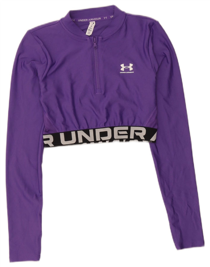 Under Armour Donna Crop Pullover Tuta Top UK 10 Small Viola