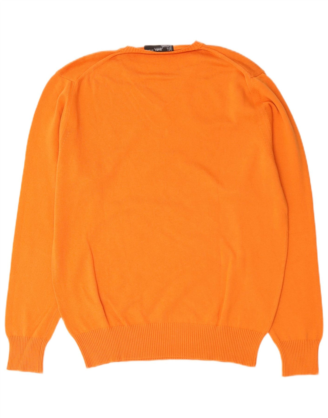 Maglione Zara da uomo con scollo a V grande in cotone arancione