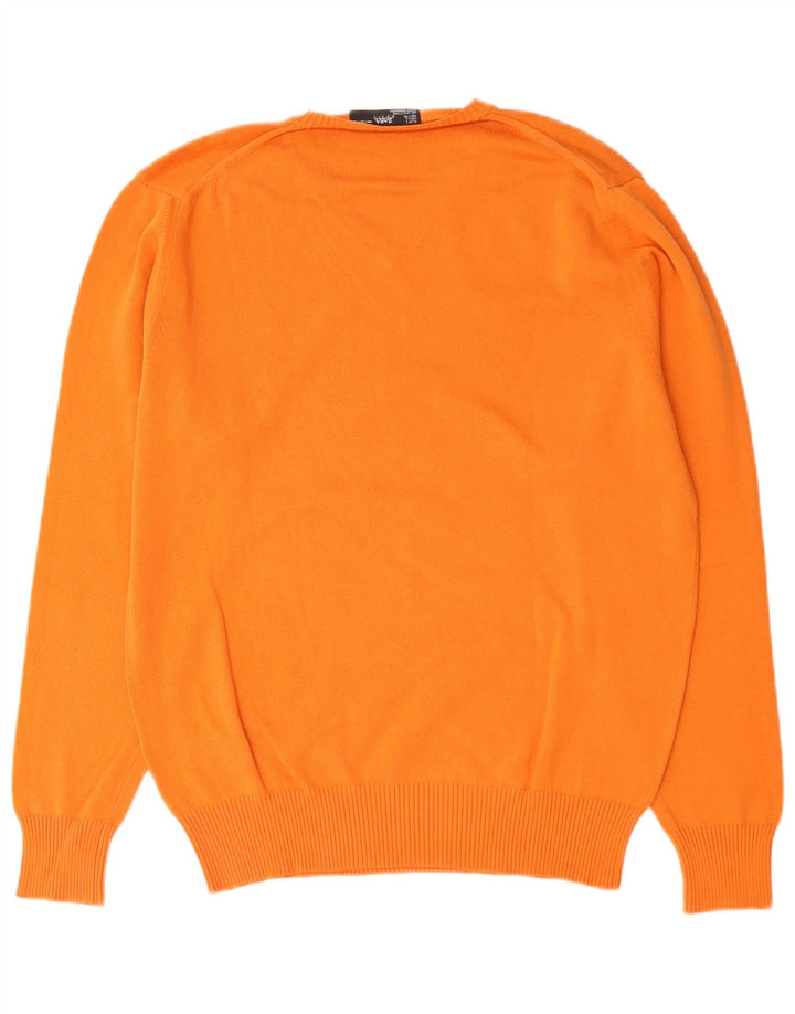 Maglione Zara da uomo con scollo a V grande in cotone arancione