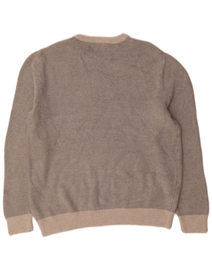 Chaps Uomo Maglione Girocollo Maglione Grande Cotone Grigio