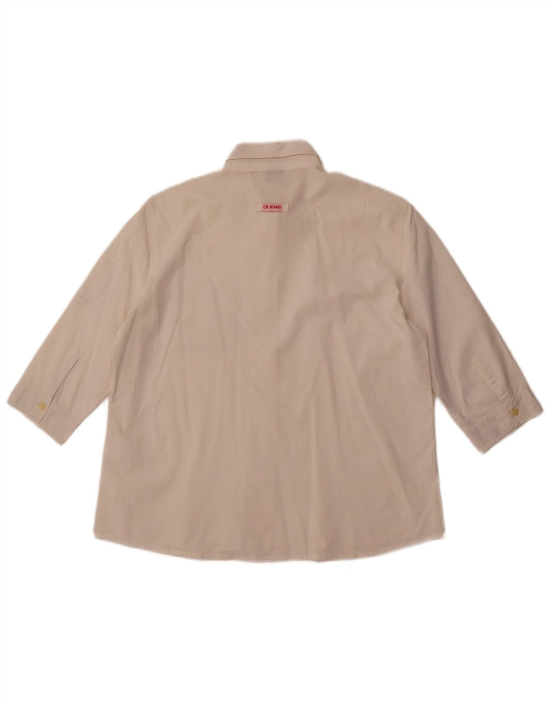 CALVIN KLEIN JEANS Camicia a maniche a 3/4 da donna UK 16 Large Bianco sporco