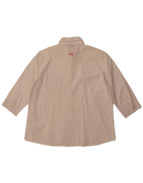 CALVIN KLEIN JEANS Camicia a maniche a 3/4 da donna UK 16 Large Bianco sporco