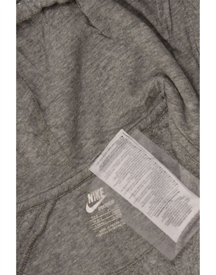 Maglione con cappuccio e zip da donna NIKE UK 8/10 piccolo cotone chiazzato grigio