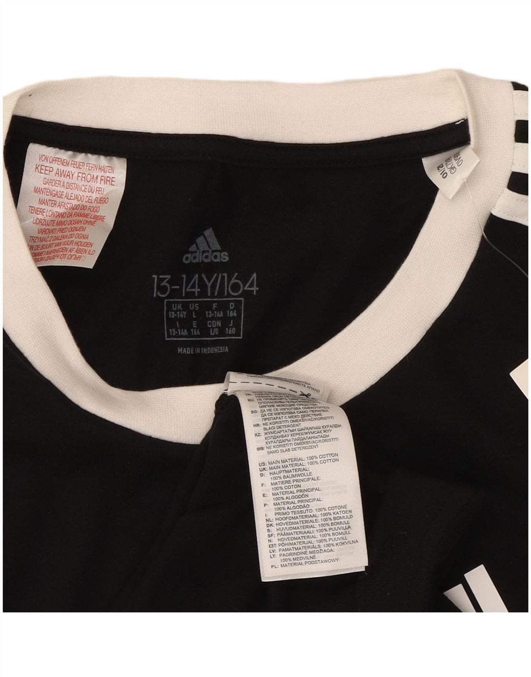 Maglietta Adidas Ragazzo Top 13-14 Anni Cotone Nera