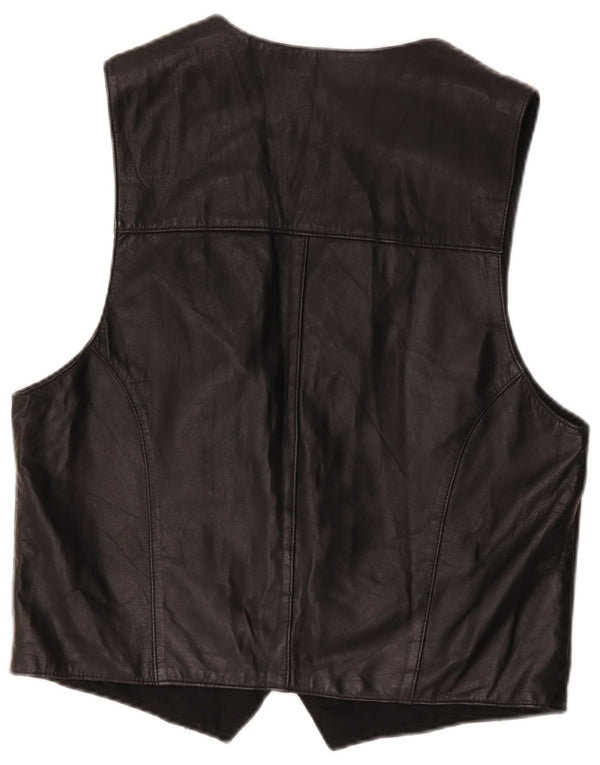 Gilet in pelle da uomo vintage medio nero