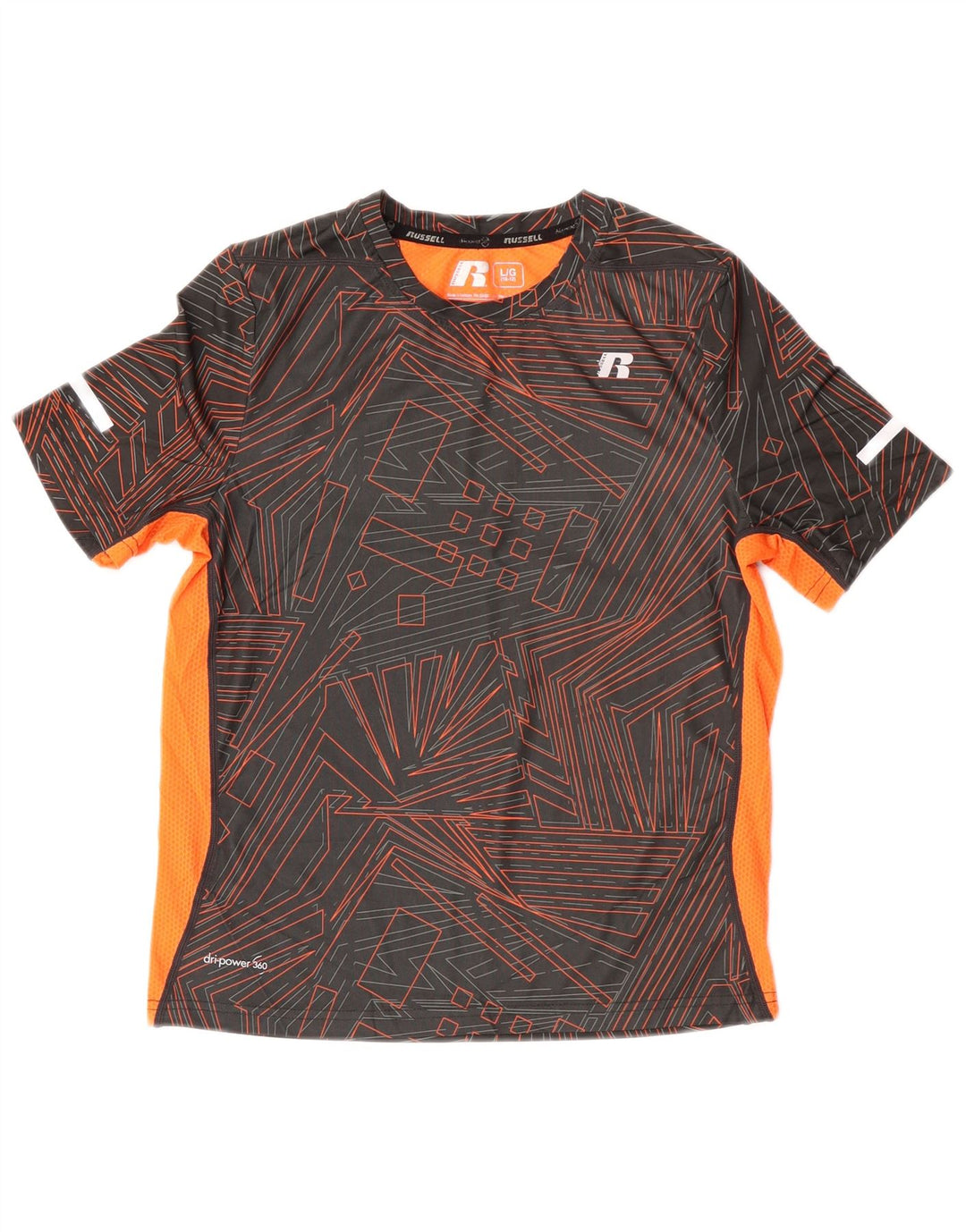 T-shirt da ragazzo Russell Athletic Top 10-11 anni grande nera geometrica