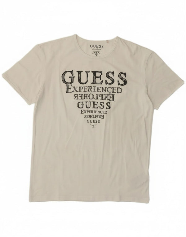 Guess T-shirt grafica da donna Top EU 38 Medium White Cotton Classic