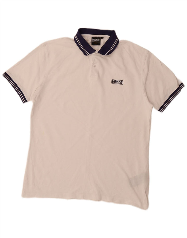 Polo da rugby da uomo Barbour in cotone a righe grandi bianche