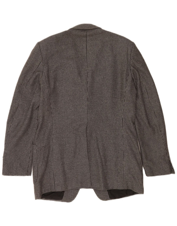 Giacca blazer vintage da uomo a 2 bottoni UK 38 in lana vergine a quadri grigio medio
