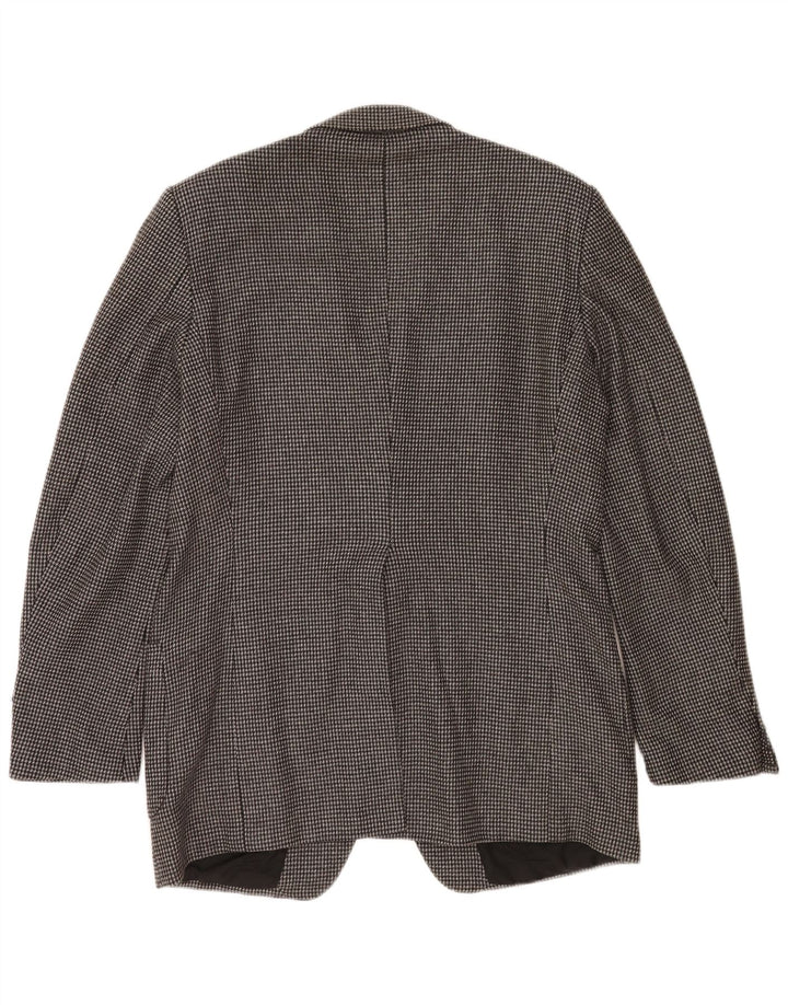 Giacca blazer vintage da uomo a 2 bottoni UK 38 in lana vergine a quadri grigio medio
