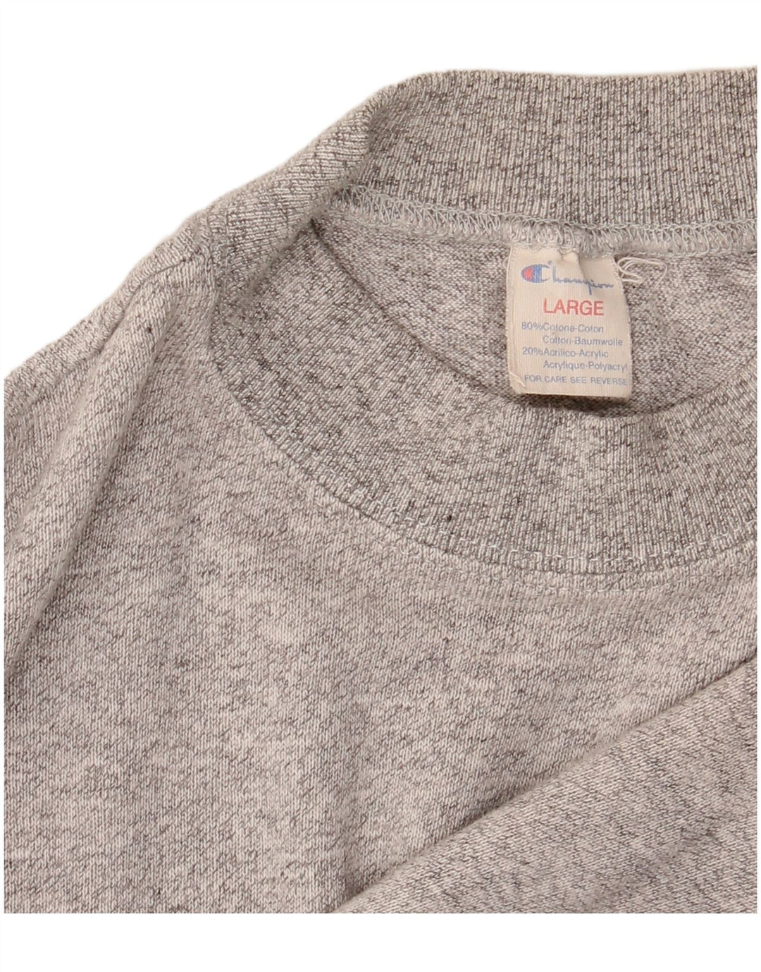 Felpa grafica da uomo Champion, maglione grande, cotone chiazzato grigio
