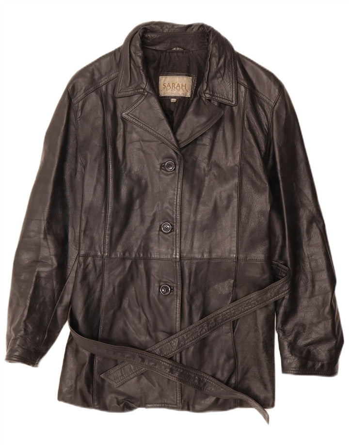 SARAH Womens Leather Jacket IT 42 Medium Black Leather